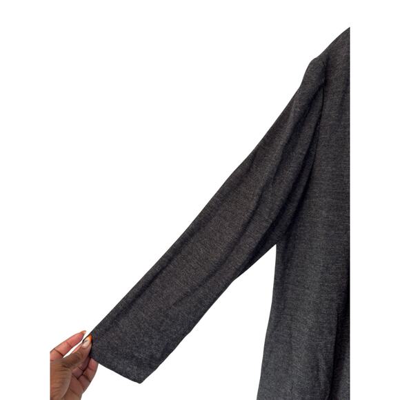 Talbots Blazer Charcoal Gray Open Front Wool Office Work Career Long Size 12 - Picture 4 of 10